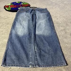 NAVY Y2K 5IVE JUNGLE BAGGY JEANS WITH CRAZY BACK POCKETS